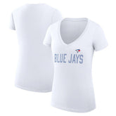 Toronto Blue Jays G-III 4Her by Carl Banks Women's Super-Slim Fit Lightweight Dot Print V-Neck T-Shirt On Sale