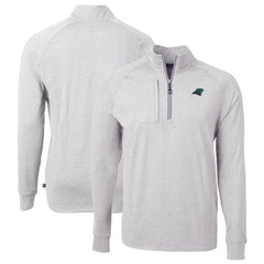 Carolina Panthers Cutter & Buck Big & Tall Adapt Eco Knit Quarter-Zip Pullover Top Heather Gray - NFL