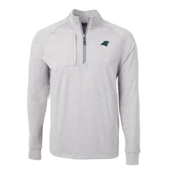Carolina Panthers Cutter & Buck Big & Tall Adapt Eco Knit Quarter-Zip Pullover Top Heather Gray - NFL