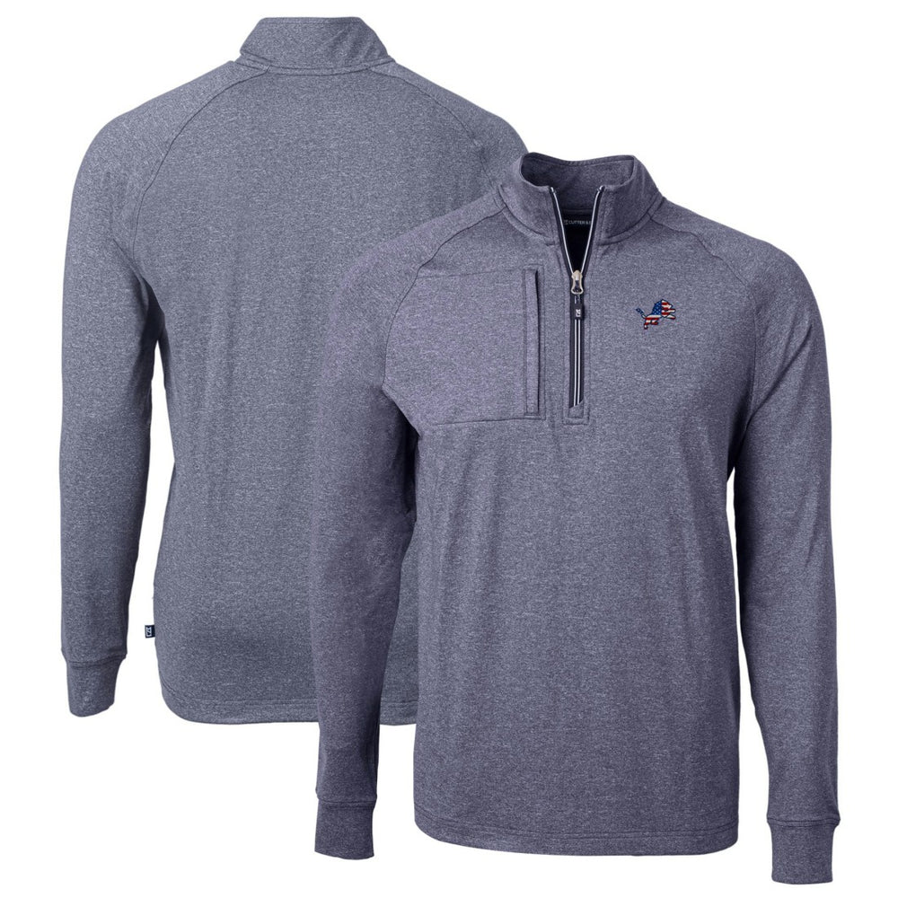 Detroit Lions Cutter & Buck Big & Tall Adapt Eco Knit Quarter-Zip Pullover Top Heather Navy - NFL
