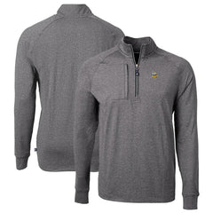 Minnesota Vikings Cutter & Buck Big & Tall Adapt Eco Knit Quarter-Zip Pullover Top Heather Black - NFL