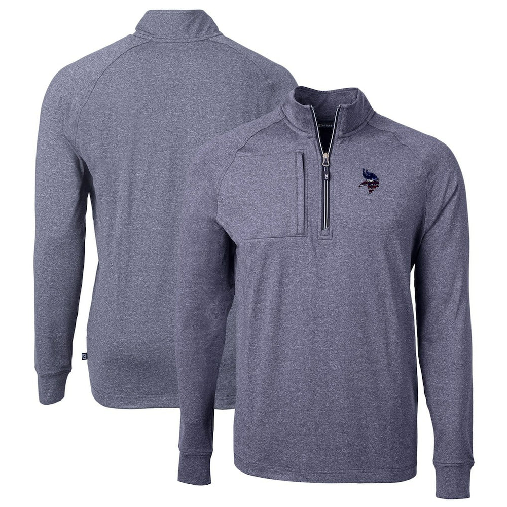 Minnesota Vikings Cutter & Buck Big & Tall Adapt Eco Knit Quarter-Zip Pullover Top Heather Navy - NFL