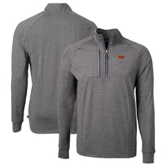 Washington Commanders Cutter & Buck Big & Tall Adapt Eco Knit Quarter-Zip Pullover Top Heather Black - NFL