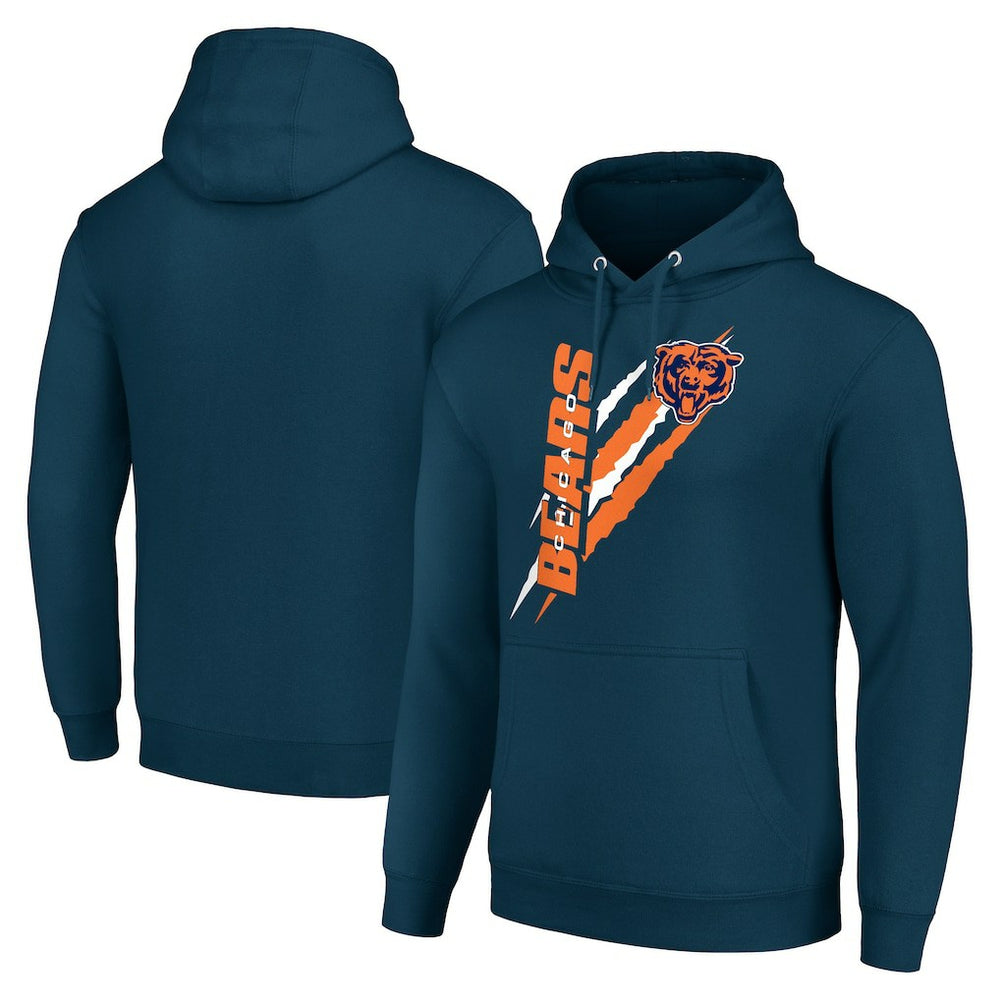 Chicago Bears Starter Unisex Color Scratch Fleece Pullover Hoodie Navy - NFL