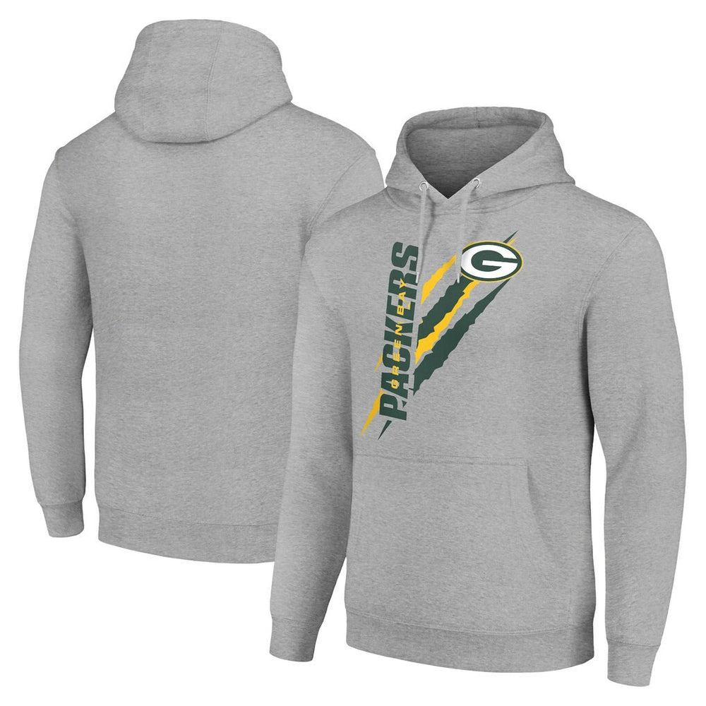 Green Bay Packers Starter Unisex Color Scratch Fleece Pullover Hoodie Heather Gray - NFL