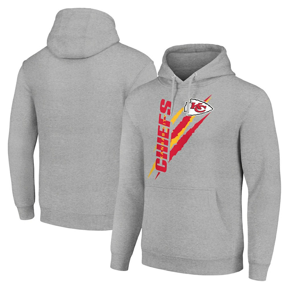 Kansas City Chiefs Starter Unisex Color Scratch Fleece Pullover Hoodie Heather Gray - NFL