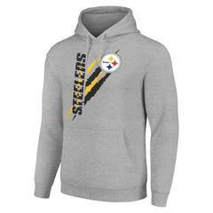 Pittsburgh Steelers Starter Unisex Color Scratch Fleece Pullover Hoodie Heather Gray - NFL