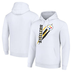 Pittsburgh Steelers Starter Unisex Color Scratch Fleece Pullover Hoodie White - NFL