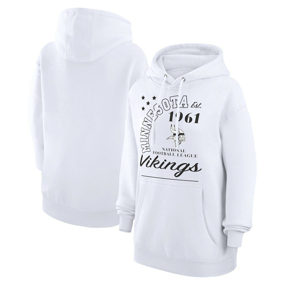 Minnesota Vikings Starter Unisex Arch Team Fleece Pullover Hoodie White - NFL