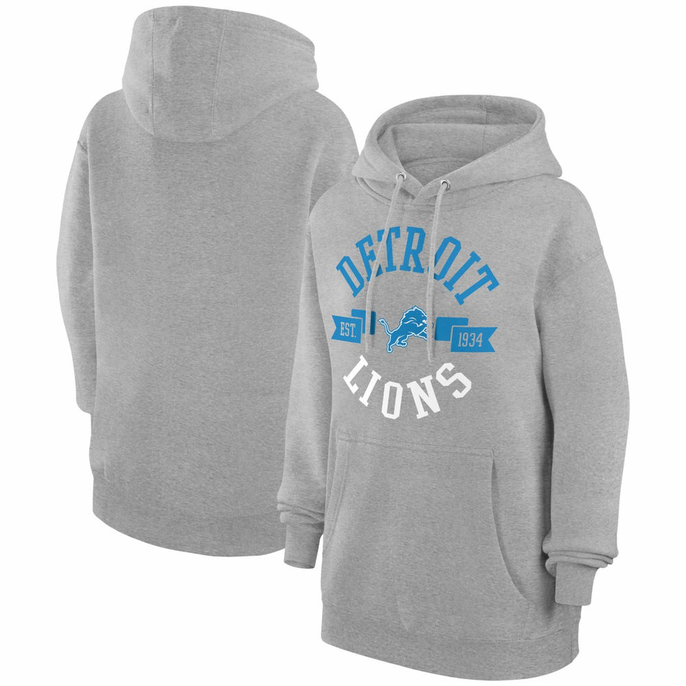 Detroit Lions G-III 4Her by Carl Banks Women's City Graphic Team Fleece Pullover Hoodie Heather Gray - NFL