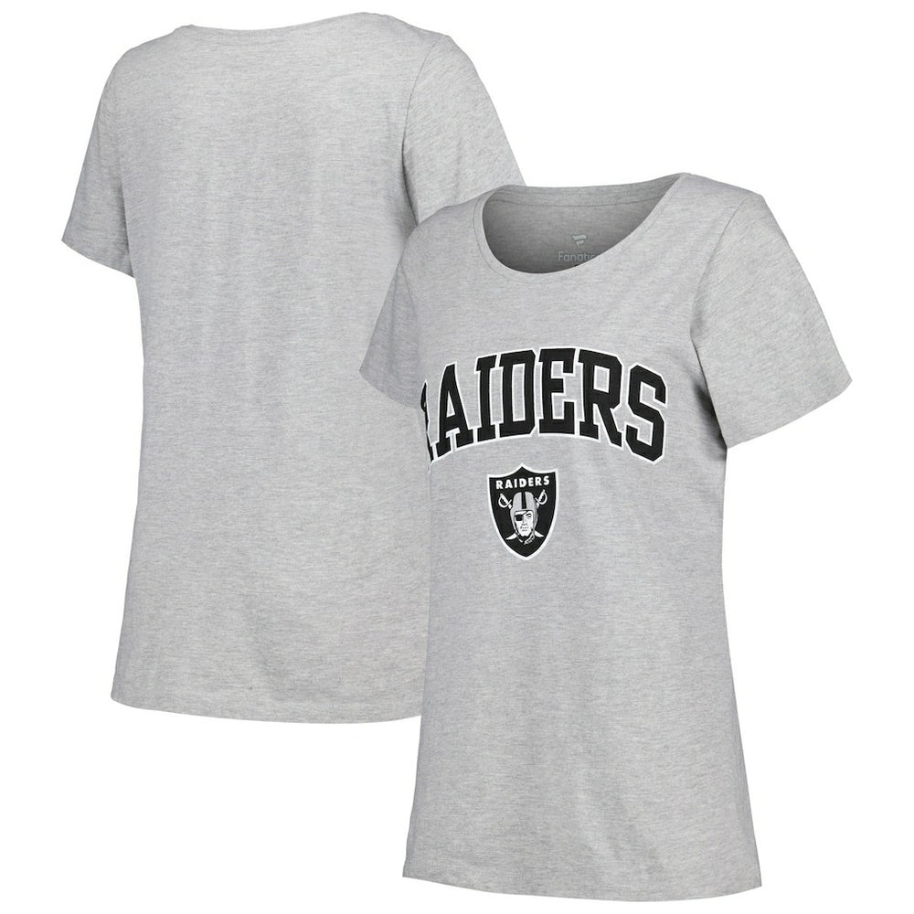 Las Vegas Raiders Women's Plus Size Arch Over Logo T-Shirt Heather Gray - Fanatics