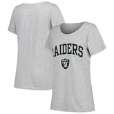 Las Vegas Raiders Women's Plus Size Arch Over Logo T-Shirt Heather Gray - Fanatics