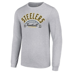 Pittsburgh Steelers Starter Half Ball Team Long Sleeve T-Shirt Heather Gray - NFL