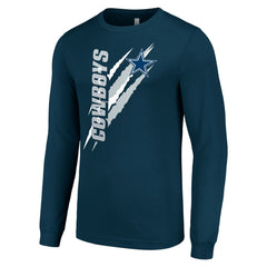 Dallas Cowboys Starter Color Scratch Long Sleeve T-Shirt Navy - NFL