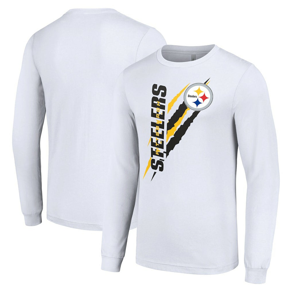 Pittsburgh Steelers Starter Color Scratch Long Sleeve T-Shirt White - NFL