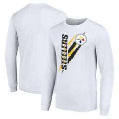Pittsburgh Steelers Starter Color Scratch Long Sleeve T-Shirt White - NFL