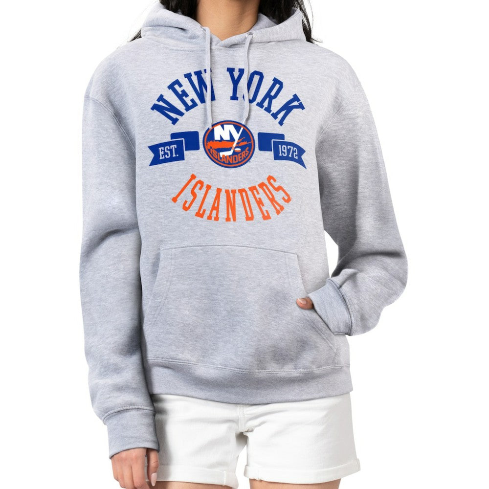 New York Islanders - G-III 4Her by Carl Banks Women's City Graphic Fleece Pullover Hoodie Heather Gray