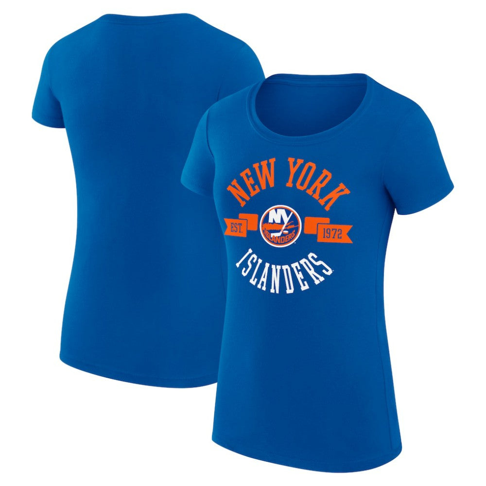 New York Islanders - G-III 4Her by Carl Banks Women's Super-Slim Fit Lightweight City Graphic Sport Crewneck T-Shirt Royal