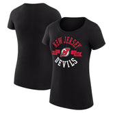 New Jersey Devils - G-III 4Her by Carl Banks Women's Super-Slim Fit Lightweight City Graphic Sport Crewneck T-Shirt Black