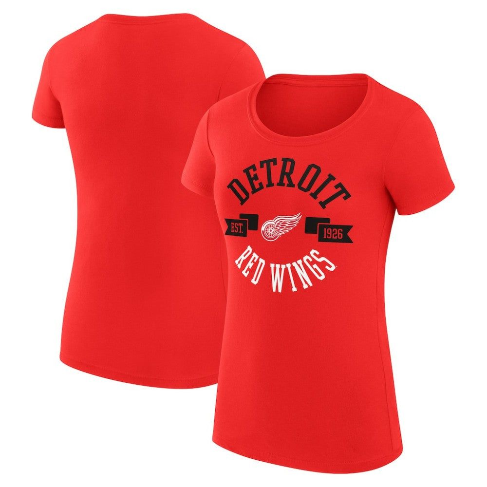 Detroit Red Wings - G-III 4Her by Carl Banks Women's Super-Slim Fit Lightweight City Graphic Sport Crewneck T-Shirt Red