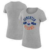 Edmonton Oilers - G-III 4Her by Carl Banks Women's Super-Slim Fit Lightweight City Graphic Sport Crewneck T-Shirt Heather Gray