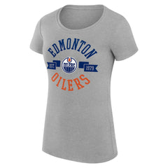 Edmonton Oilers - G-III 4Her by Carl Banks Women's Super-Slim Fit Lightweight City Graphic Sport Crewneck T-Shirt Heather Gray