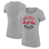 New Jersey Devils - G-III 4Her by Carl Banks Women's Super-Slim Fit Lightweight City Graphic Sport Crewneck T-Shirt Heather Gray
