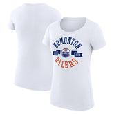 Edmonton Oilers - G-III 4Her by Carl Banks Women's Super-Slim Fit Lightweight City Graphic Sport Crewneck T-Shirt White