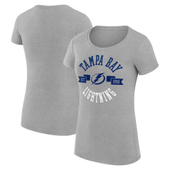 Tampa Bay Lightning - G-III 4Her by Carl Banks Women's Super-Slim Fit Lightweight City Graphic Sport Crewneck T-Shirt Heather Gray