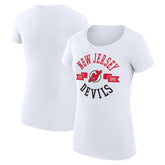 New Jersey Devils - G-III 4Her by Carl Banks Women's Super-Slim Fit Lightweight City Graphic Sport Crewneck T-Shirt White