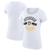 Pittsburgh Penguins G-III 4Her by Carl Banks Women's Super-Slim Fit Lightweight City Graphic Sport Crewneck T-Shirt White