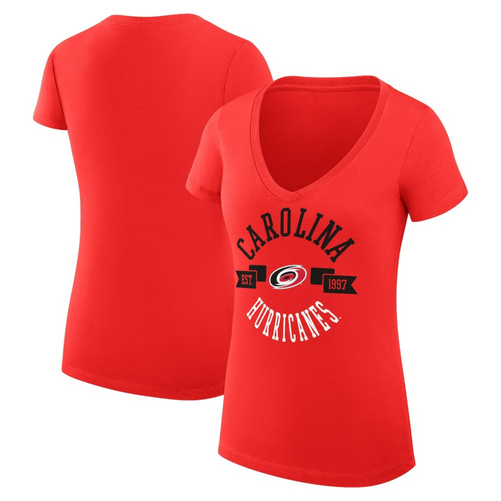 Carolina Hurricanes - G-III 4Her by Carl Banks Women's Super-Slim Fit Lightweight City Graphic V-Neck T-Shirt Red