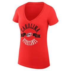Carolina Hurricanes - G-III 4Her by Carl Banks Women's Super-Slim Fit Lightweight City Graphic V-Neck T-Shirt Red