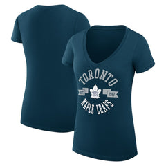 Toronto Maple Leafs - G-III 4Her by Carl Banks Women's Super-Slim Fit Lightweight City Graphic V-Neck T-Shirt Navy