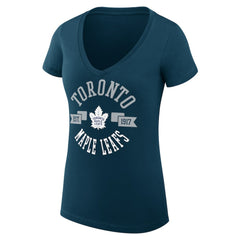 Toronto Maple Leafs - G-III 4Her by Carl Banks Women's Super-Slim Fit Lightweight City Graphic V-Neck T-Shirt Navy