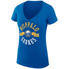 Buffalo Sabres - G-III 4Her by Carl Banks Women's Super-Slim Fit Lightweight City Graphic V-Neck T-Shirt Royal