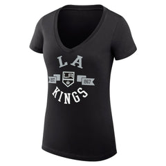 Los Angeles Kings - G-III 4Her by Carl Banks Women's Super-Slim Fit Lightweight City Graphic V-Neck T-Shirt Black