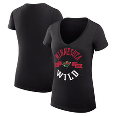 Minnesota Wild - G-III 4Her by Carl Banks Women's Super-Slim Fit Lightweight City Graphic V-Neck T-Shirt Black