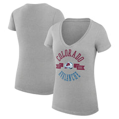 Colorado Avalanche - G-III 4Her by Carl Banks Women's Super-Slim Fit Lightweight City Graphic V-Neck T-Shirt Heather Gray