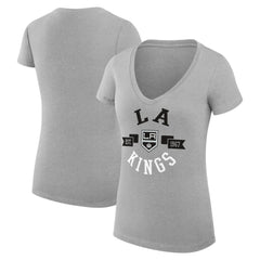 Los Angeles Kings - G-III 4Her by Carl Banks Women's Super-Slim Fit Lightweight City Graphic V-Neck T-Shirt Heather Gray