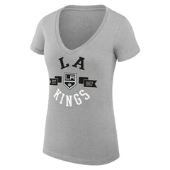 Los Angeles Kings - G-III 4Her by Carl Banks Women's Super-Slim Fit Lightweight City Graphic V-Neck T-Shirt Heather Gray