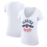 Florida Panthers - G-III 4Her by Carl Banks Women's Super-Slim Fit Lightweight City Graphic V-Neck T-Shirt White