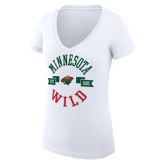 Minnesota Wild - G-III 4Her by Carl Banks Women's Super-Slim Fit Lightweight City Graphic V-Neck T-Shirt White