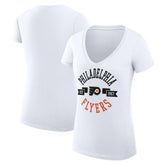 Philadelphia Flyers - G-III 4Her by Carl Banks Women's Super-Slim Fit Lightweight City Graphic V-Neck T-Shirt White