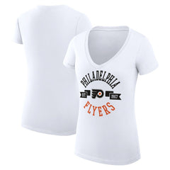 Philadelphia Flyers - G-III 4Her by Carl Banks Women's Super-Slim Fit Lightweight City Graphic V-Neck T-Shirt White