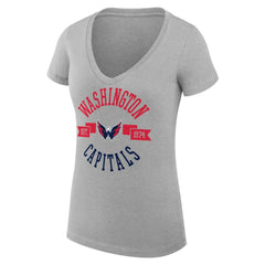 Washington Capitals G-III 4Her by Carl Banks Women's Super-Slim Fit Lightweight City Graphic V-Neck T-Shirt Heather Gray