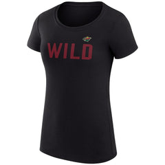 Minnesota Wild - G-III 4Her by Carl Banks Women's Super-Slim Fit Lightweight Dot Print Team T-Shirt Black