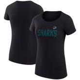San Jose Sharks - G-III 4Her by Carl Banks Women's Super-Slim Fit Lightweight Dot Print Team T-Shirt Black