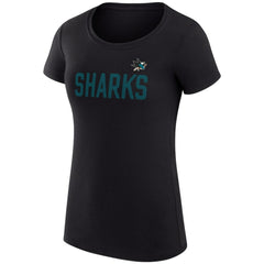 San Jose Sharks - G-III 4Her by Carl Banks Women's Super-Slim Fit Lightweight Dot Print Team T-Shirt Black