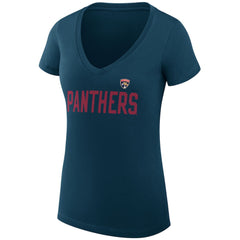 Florida Panthers - G-III 4Her by Carl Banks Women's Super-Slim Fit Lightweight Dot Print Team V-Neck T-Shirt Navy